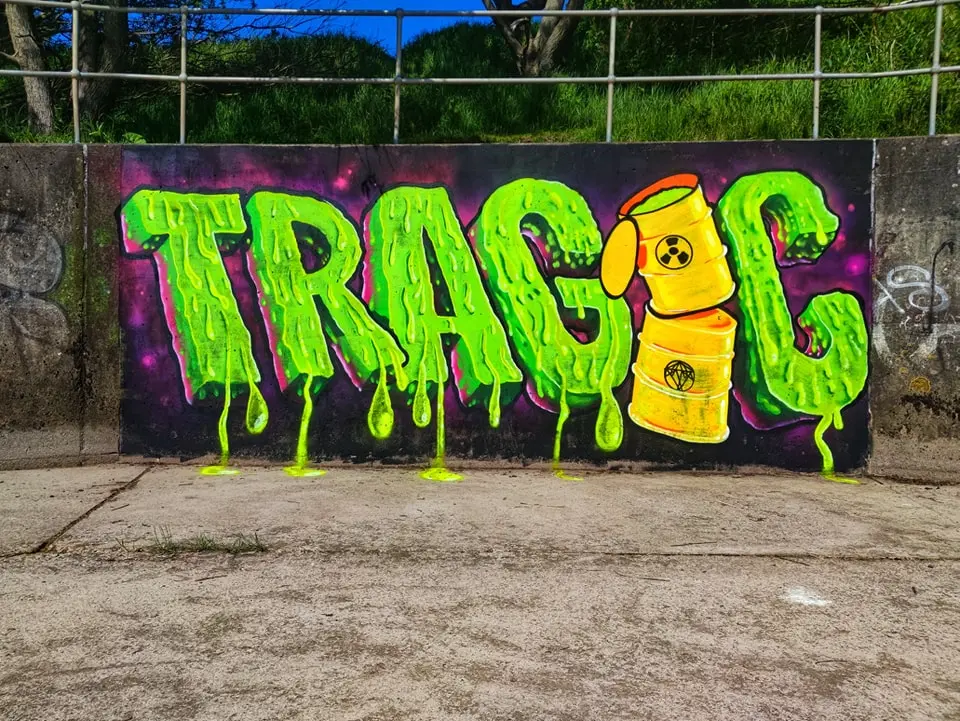 Toxic Tragic mural in Irvine, North Ayrshire